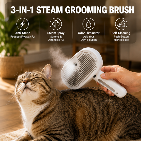 SteamPaw™ 3-in-1 Steam Grooming Brush